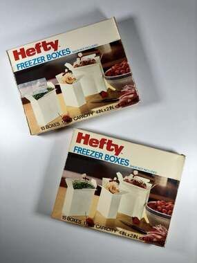2 Vintage 1984 Hefty Freezer Boxes 15 Count 1 Quart Capacity Mobil Chemical NOS
